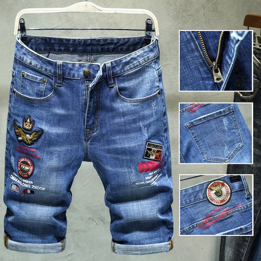 Shorts de Mezclilla con Bordado - Estilo Urbano Asiático - Image 3