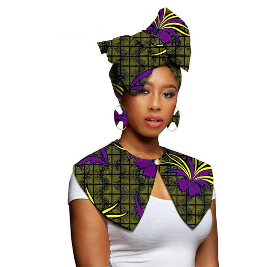 Bufanda Africana Batik Algodón con Aretes Exagerados - Conjunto Étnico - Image 25