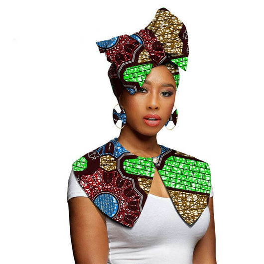 Bufanda Africana Batik Algodón con Aretes Exagerados - Conjunto Étnico - Image 4