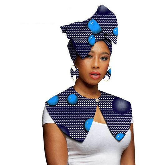 Bufanda Africana Batik Algodón con Aretes Exagerados - Conjunto Étnico - Image 5