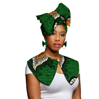 Bufanda Africana Batik Algodón con Aretes Exagerados - Conjunto Étnico