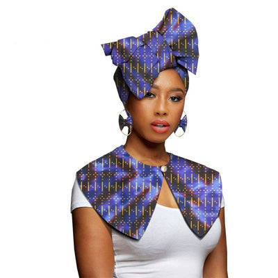 Bufanda Africana Batik Algodón con Aretes Exagerados - Conjunto Étnico - Image 6