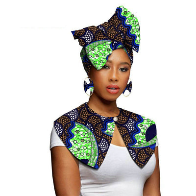 Bufanda Africana Batik Algodón con Aretes Exagerados - Conjunto Étnico - Image 7