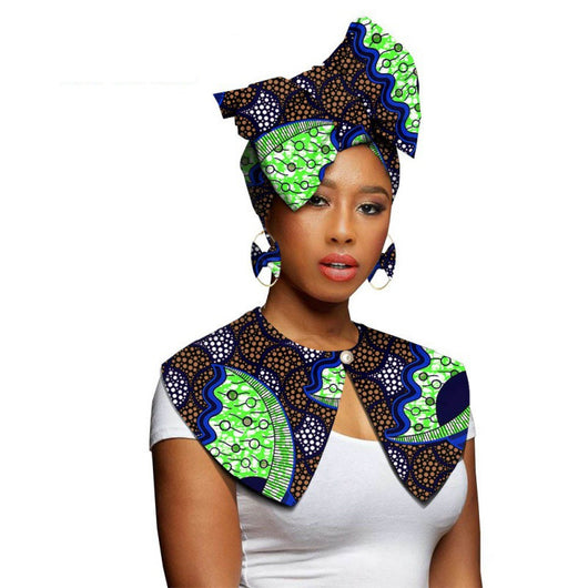 Bufanda Africana Batik Algodón con Aretes Exagerados - Conjunto Étnico - Image 7