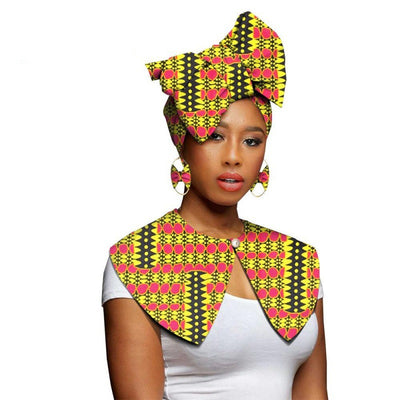 Bufanda Africana Batik Algodón con Aretes Exagerados - Conjunto Étnico - Image 11