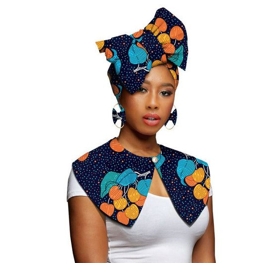 Bufanda Africana Batik Algodón con Aretes Exagerados - Conjunto Étnico - Image 14