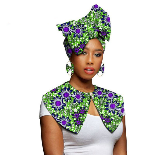 Bufanda Africana Batik Algodón con Aretes Exagerados - Conjunto Étnico - Image 18