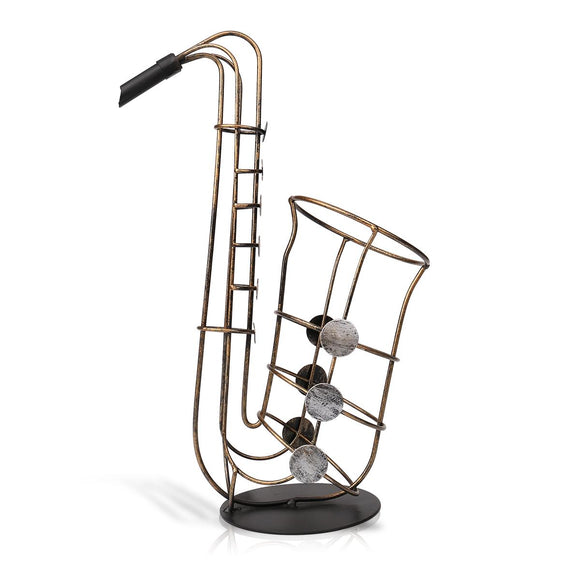 Soporte para Botellas de Vino Saxofonista - Decoración Metálica Artística