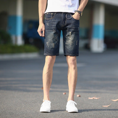 Pantalones Cortos Denim Rotos Hombre Talla Grande Cinco Puntos - Image 9