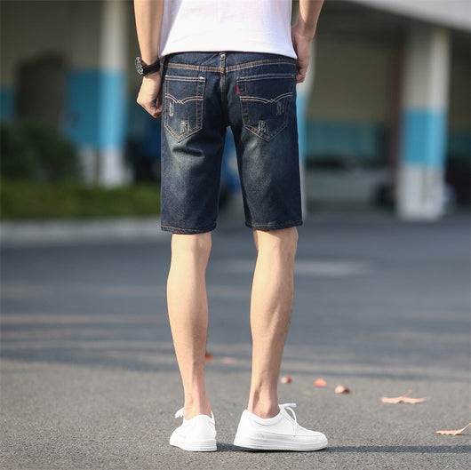 Pantalones Cortos Denim Rotos Hombre Talla Grande Cinco Puntos - Image 12