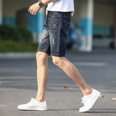 Pantalones Cortos Denim Rotos Hombre Talla Grande Cinco Puntos - Image 10