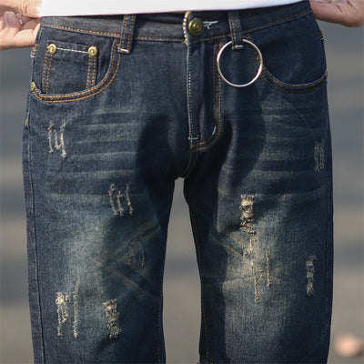 Pantalones Cortos Denim Rotos Hombre Talla Grande Cinco Puntos - Image 2