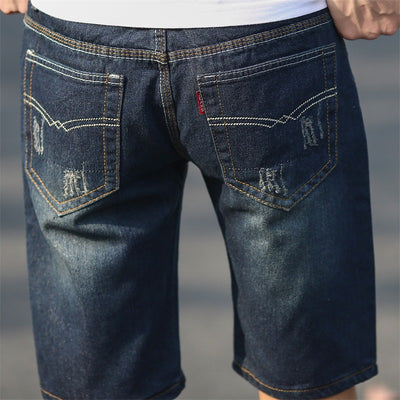 Pantalones Cortos Denim Rotos Hombre Talla Grande Cinco Puntos - Image 3