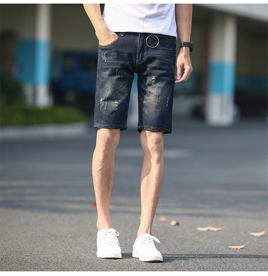 Pantalones Cortos Denim Rotos Hombre Talla Grande Cinco Puntos - Image 5