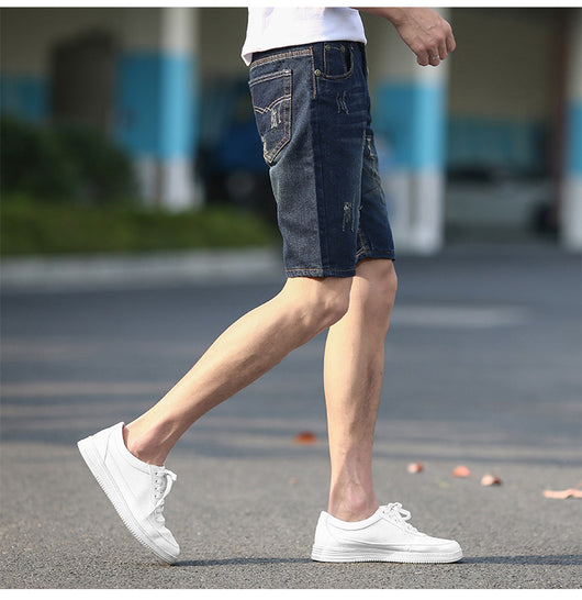 Pantalones Cortos Denim Rotos Hombre Talla Grande Cinco Puntos - Image 6