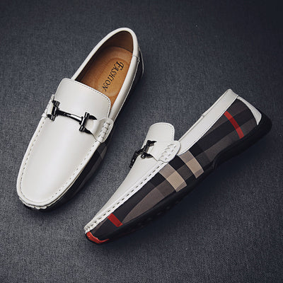 Zapatos Casuales de Cuero Blanco Transpirables para Hombre Talla Grande - Image 2