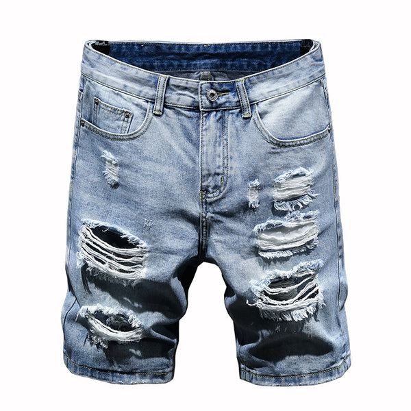 Shorts Vaqueros Slim Fit Coreano con Rotos - Tendencia de Moda Verano
