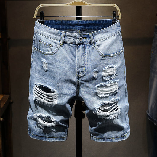 Shorts Vaqueros Slim Fit Coreano con Rotos - Tendencia de Moda Verano - Image 4