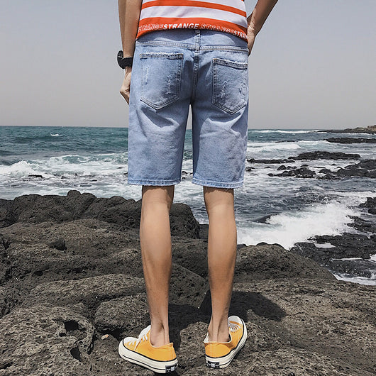 Shorts Vaqueros Slim Fit Coreano con Rotos - Tendencia de Moda Verano - Image 5