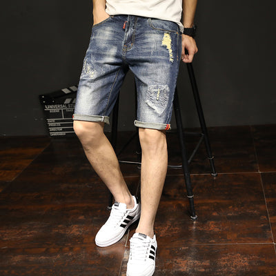 Pantalones Elásticos de Verano para Hombre - Jeans Rectos Estilo Coreano con Detalles Rotos - Image 8