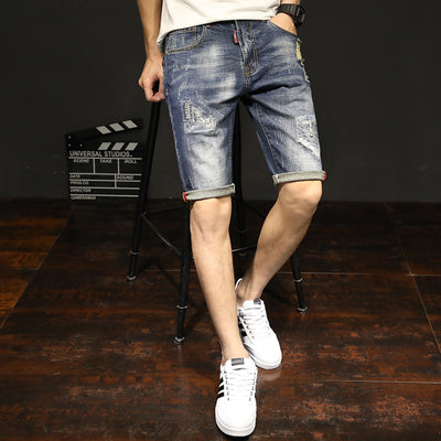 Pantalones Elásticos de Verano para Hombre - Jeans Rectos Estilo Coreano con Detalles Rotos - Image 6