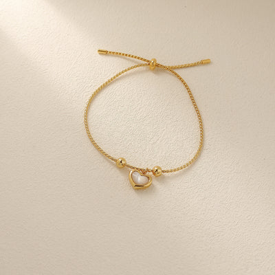 Pulsera Ajustable Corazón Melocotón con Cuentas de Concha - Joyería de Amor - Image 10