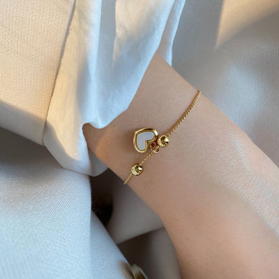Pulsera Ajustable Corazón Melocotón con Cuentas de Concha - Joyería de Amor - Image 8