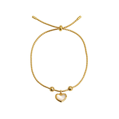 Pulsera Ajustable Corazón Melocotón con Cuentas de Concha - Joyería de Amor - Image 3