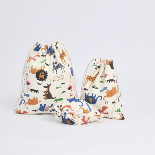 Bolsa de Almacenamiento con Cordón Estampado Zoo - Ideal para Regalos de Té