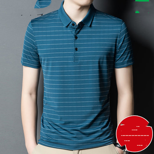 Camiseta de Seda para Hombre Woodpecker - Diseño Rayado Fresco y Cómodo - Image 15