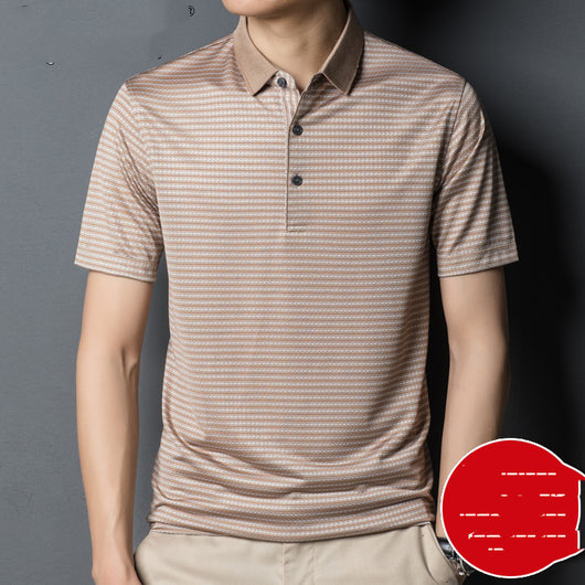 Camiseta de Seda para Hombre Woodpecker - Diseño Rayado Fresco y Cómodo - Image 19