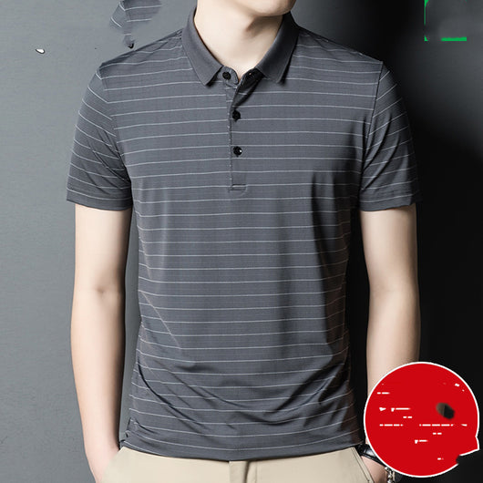 Camiseta de Seda para Hombre Woodpecker - Diseño Rayado Fresco y Cómodo - Image 3