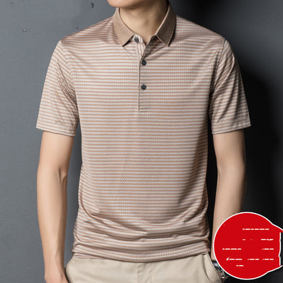 Camiseta de Seda para Hombre Woodpecker - Diseño Rayado Fresco y Cómodo - Image 9