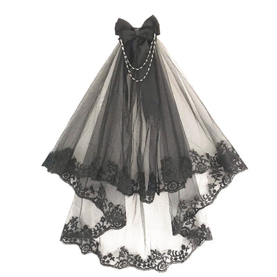Peineta Vintage con Velo Doble Encaje Negro - Accesorios para el Cabello - Image 8