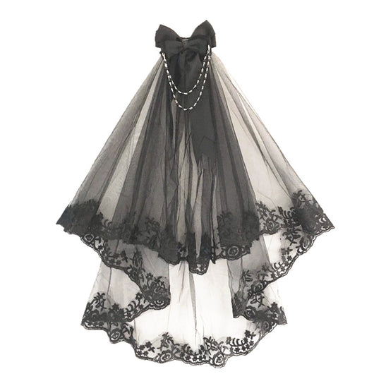 Peineta Vintage con Velo Doble Encaje Negro - Accesorios para el Cabello - Image 8