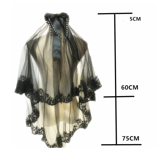 Peineta Vintage con Velo Doble Encaje Negro - Accesorios para el Cabello - Image 9