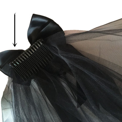 Peineta Vintage con Velo Doble Encaje Negro - Accesorios para el Cabello - Image 2