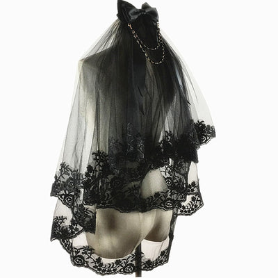 Peineta Vintage con Velo Doble Encaje Negro - Accesorios para el Cabello - Image 5