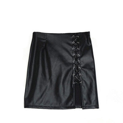 Falda de Cuero PU con Cordones Negra - Image 9