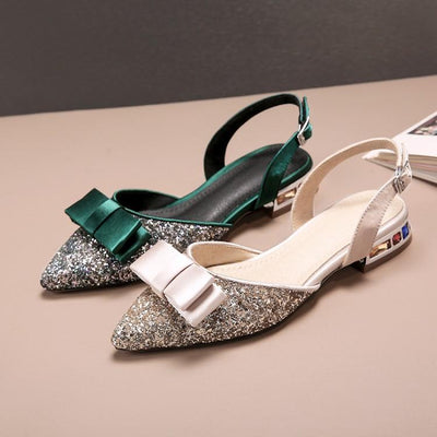 Sandalias Planas con Moño Brillante y Diamantes para Mujer - Talla Pequeña - Image 10