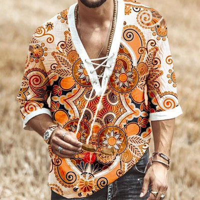 Playera Estampada con Encaje de Manga Media para Hombre - Image 11