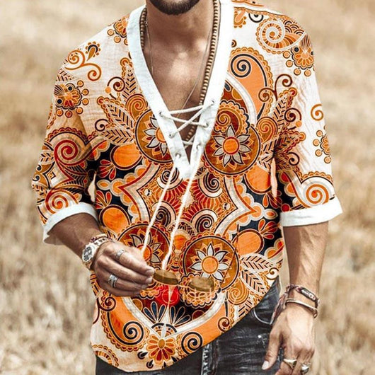 Playera Estampada con Encaje de Manga Media para Hombre - Image 11