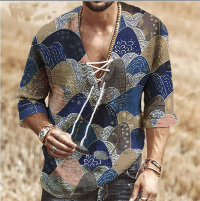 Playera Estampada con Encaje de Manga Media para Hombre - Image 12