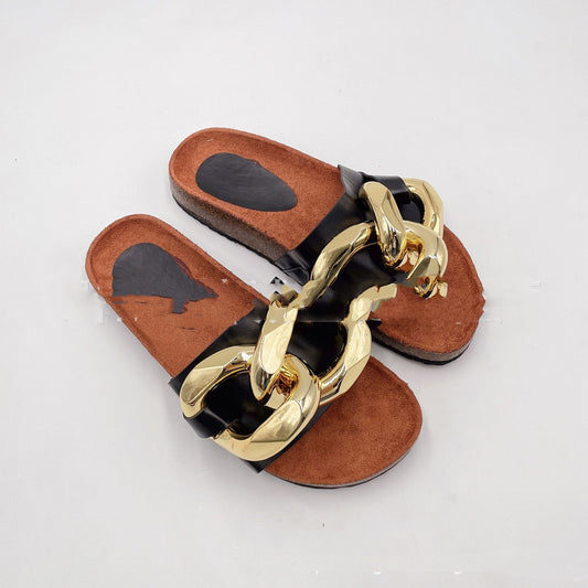 Sandalias de Cadena Dorada Estilo Europeo y Americano