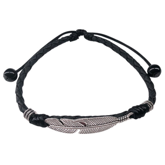 Pulsera de Tobillo de Tela con Diseño de Pluma - Unisex Negro - Image 7