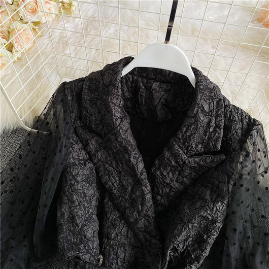 Blusa Corta con Mangas Largas y Textura Bubble - Image 9