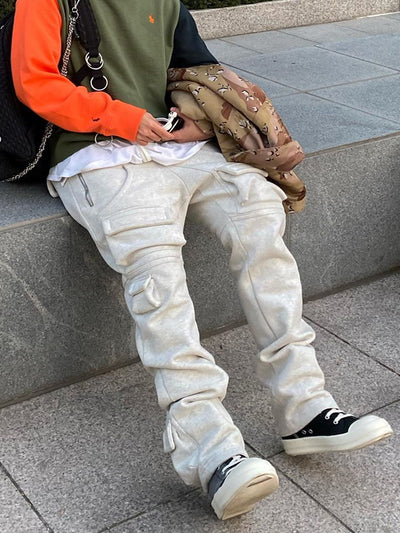 Pantalones Deportivos Holgados Grises con Múltiples Bolsillos para Hombre - Image 6
