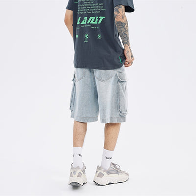 Shorts de Mezclilla Estilo Cargo con Múltiples Bolsillos y Acabado Lavado - Image 8