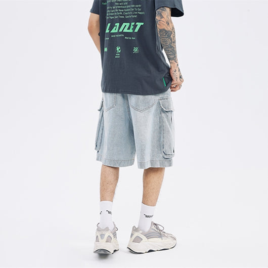 Shorts de Mezclilla Estilo Cargo con Múltiples Bolsillos y Acabado Lavado - Image 8