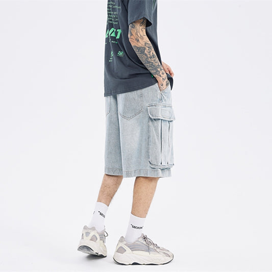 Shorts de Mezclilla Estilo Cargo con Múltiples Bolsillos y Acabado Lavado - Image 2